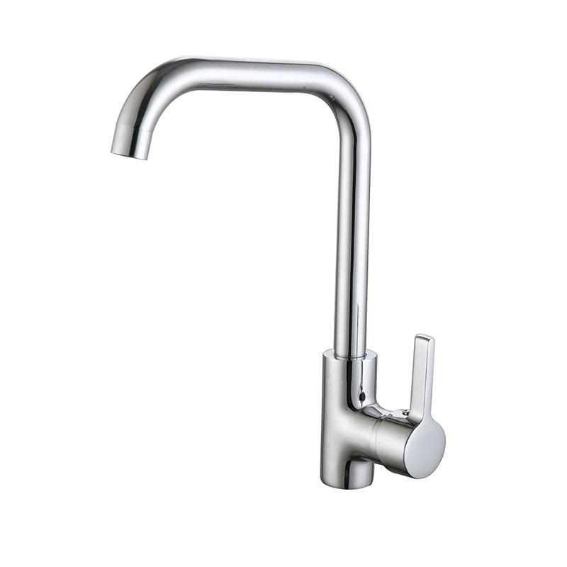 Single Hole Polished Heavy Square Cast Brass Kitchen Faucet