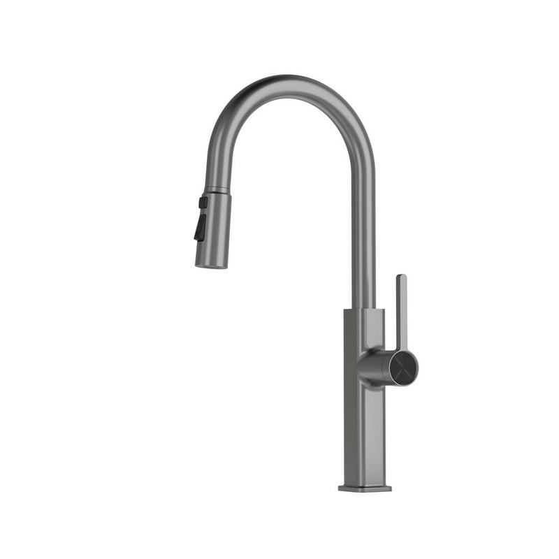 Gun Grey Finished Single-Handle Pull-Out Kitchen Faucet 