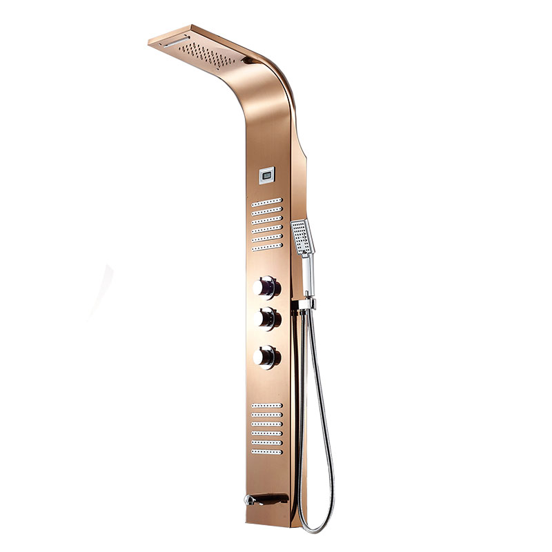 Contemporary Gold Shower Panel With Adjustable Jets