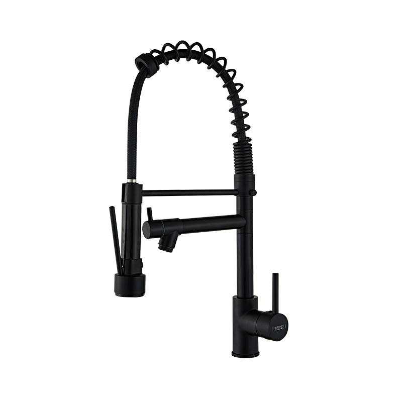 2 Hole Black Spring Kitchen Faucet