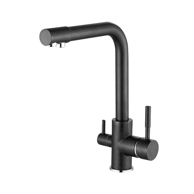 3-way double handle kitchen faucet with water filter