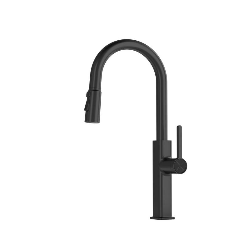 Commercial pull-down kitchen faucet with separate handles
