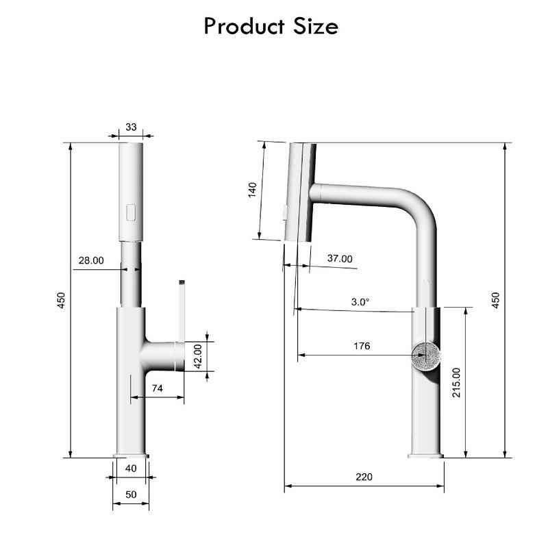 Gun Grey Single Handle Pull Out Kitchen Tap5