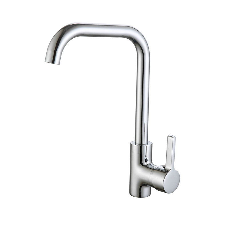 Polished Square Single Hole Kitchen Faucet