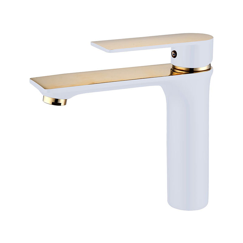 Traditional Gold White Bathroom Basin Tap